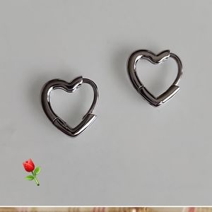 Silver Heart Clasp Hoop Minimalist Earrings  Petite